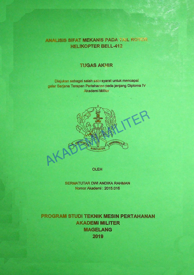 ANALISIS SIFAT MEKANIS PADA TAIL ROTOR HELIKOPTER BELL-412